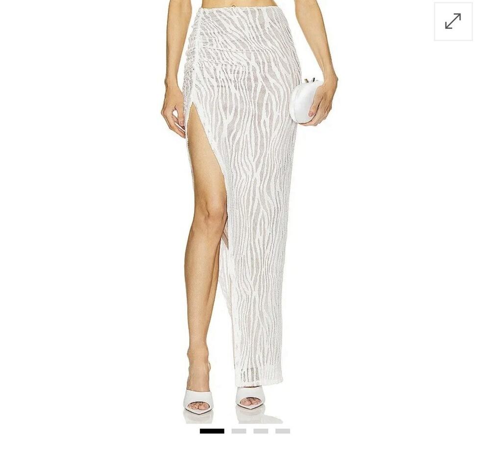 Michael Costello x Revolve Maxi Skirt High Slit Side Smocked Waist sm/md